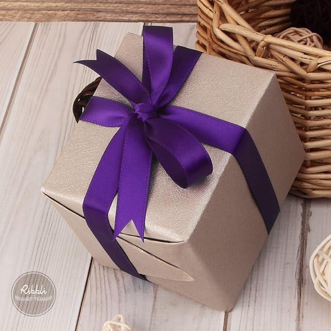Ribbli Purple Double Faced Satin Ribbon, 1/2 Inch x Continuous 25 Yards - Image 2