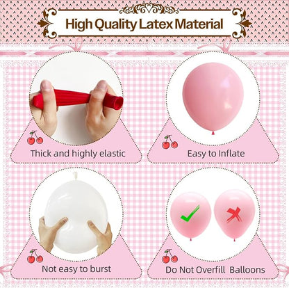 152PCS Cherry Balloons Garland Kit, Cherry On Top Theme Red Pink White Balloon - Image 4