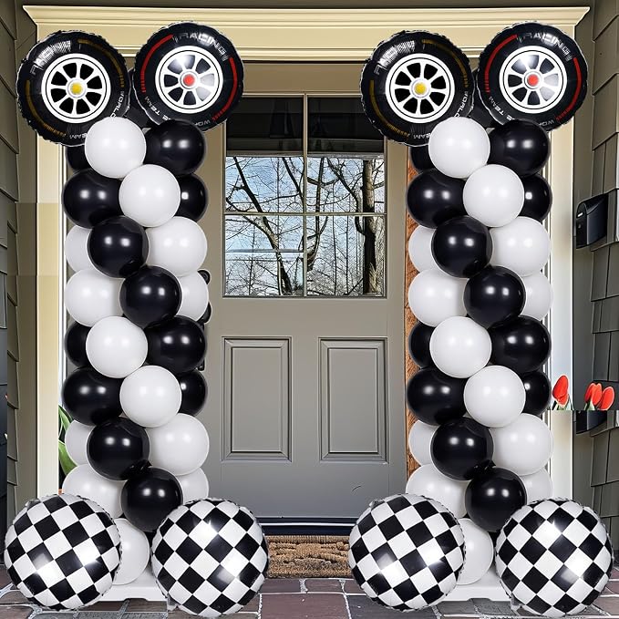 Skylety 2 Sets Race Car Balloon Column Stand Kit Adjustable Race Car Black - Image 5