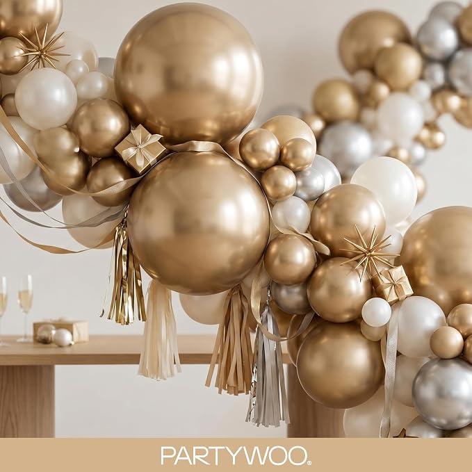PartyWoo Metallic Gold Balloons 123pcs Chrome Gold Color 18 12 10 5 Inch | 18 - Image 8