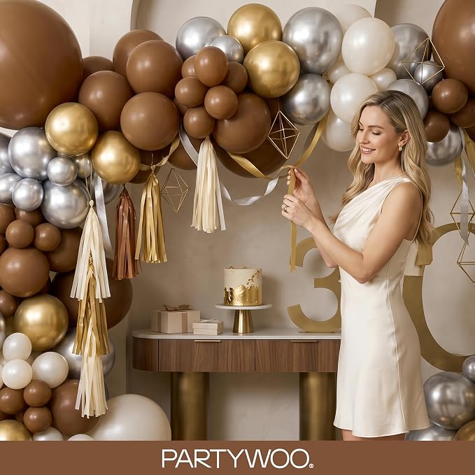 PartyWoo Brown Balloons 100pcs Boho Coffee Tan Fall Color 18 12 10 5 Inch | 18 - Image 10
