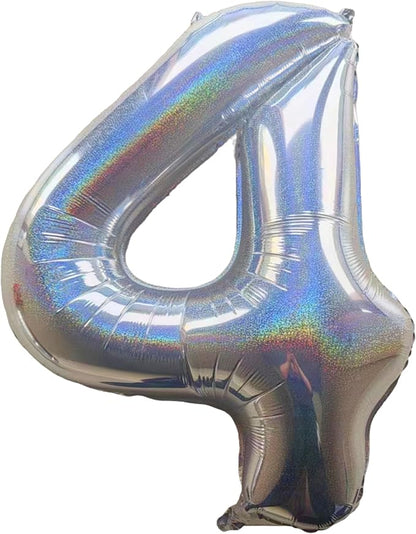 Jonhamwelbor 40 Inch Laser Silver 4 Balloon Number Foil Mylar Giant Balloon by Jonhamwelbor