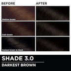 Garnier Hair Color Olia Ammonia-Free Brilliant Color Oil-Rich Permanent Hair Dye, 3.0 Darkest Brown, 2 Count (Packaging May Vary)
