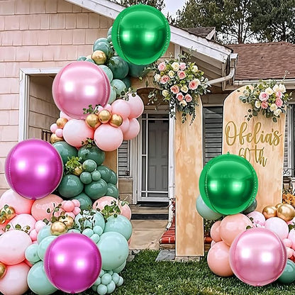 6Pcs Green Pink Round Foil Balloons, Giant 4D Round Ball Balloon, 22 Inch - Image 7