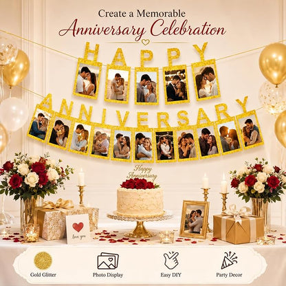 Gold Happy Anniversary Banner - Image 7