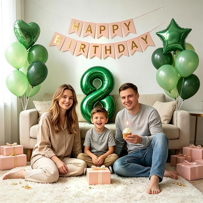 TONIFUL 8th Birthday Balloons Kit 40 Inch Dark Green Large Number 8 Balloon | - Image 4
