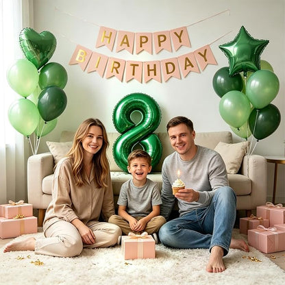 TONIFUL 8th Birthday Balloons Kit 40 Inch Dark Green Large Number 8 Balloon | - Image 4