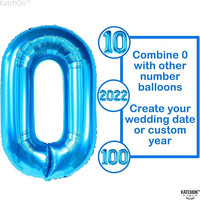 KatchOn Blue 0 Number Balloons 40 Inch | 0 Digit Balloon - Image 9