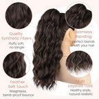 Ponytail Extension, 18 Inch Claw Clip Ponytail Extensions Wavy Ponytail Hair Extension for Women Fluffy Natural Synthetic Jaw Clip on Pony Tails Hairpiece for Daily Use (Dark Brown)