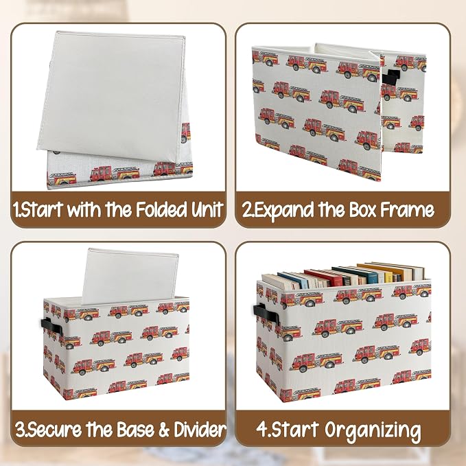 Red Fire Truck Boy Nursery Storage Basket - Image 4