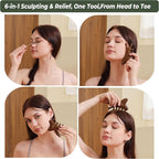 4-in-1 Gua Sha Tool with Mini Travel Small Massage Comb Set, Christmas Gifts for Women, Wooden Face & Body Massager Tool – Lymphatic Drainage, Jawline Sculpting, Head Scalp Massager Hair Growth