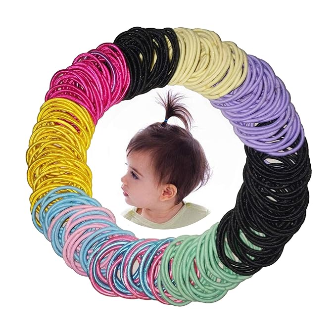 300 Pcs Elastic Hair Ties - Small Size Rubber Hair Ties for Baby Girls Multicolor Hair Bands Elastic Ponytail Holder (Multicolor)
