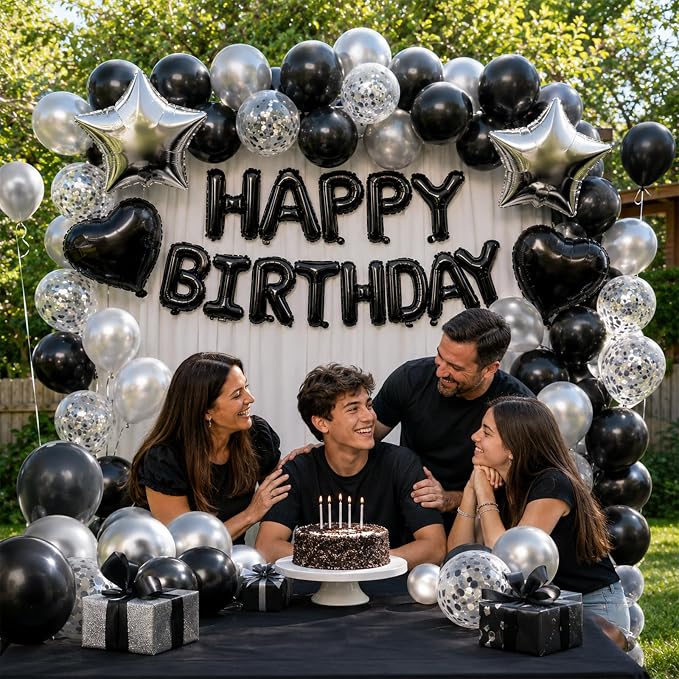 Black and Silver Birthday Decorations - Image 7
