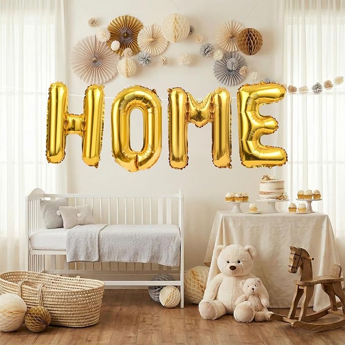 40 Inch Gold HOME Balloons, Large Gold Letter Foil Balloon - Image 7