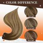 Full Shine Hair Extensions Clip Ins Brown Hair Extensions 12 Inch Real Hair Extensions Ombre Brown Fading to Honey Blonde Highlighted Short Natural Human Hair Extensions for Women 3Pcs 60Grams