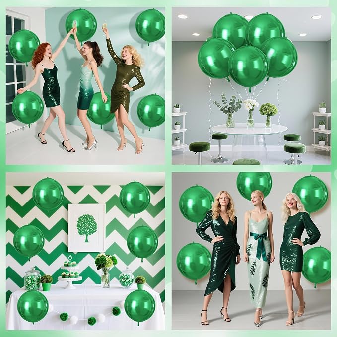 Green Round Foil Balloons 9 pcs - Image 6