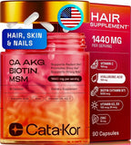 Hair Skin and Nails Supplement with Ca AKG | MSM | Hyaluronic Acid | Biotin | Vitamin C & Vitamin D3 K2 – Supports Radiant Skin, Promotes Shiny Hair & Strong Nails – 90 Capsules (1 Pack)
