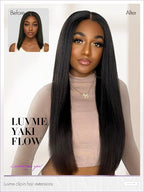 LUVME Yaki Straight Seamless 70g 4Pcs Clip in Hair Extensions Full Max with 22inch Remy Human Hair Clip ins Extensions, Natural Black 100% Real Soft Hair