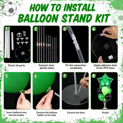 4 Sets Soccer Party Decorations Balloons Stand Kit Soccer Trophy Gold Green - Image 3