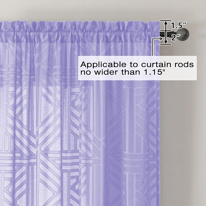 Simplebrand Lavender Sheer Curtains 72 Inch Length 2 Panels - Image 4