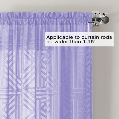 Simplebrand Lavender Sheer Curtains 72 Inch Length 2 Panels - Image 4