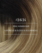 YoungSee Brown Ombre Hair Extensions Clip ins Balayage Human Hair Clip in Extensions Dark Brown Roots Medium Brown Mix Blonde Balayage Clips in Human Hair Extensions for Woman 14inch 120g