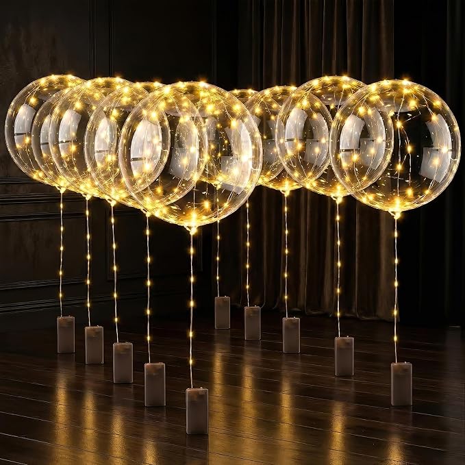 10 Pcs LED Balloons Light Up Balloons, 18 In Clear, String Lights | Reusable by Lagarto