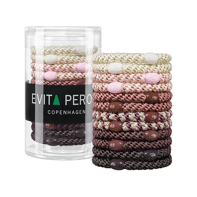 EVITA PERONI 12 Pcs Hair Ties, High Elastic Ponytail Holders, Hair Ties No Damage for Thick Curly Hair Women Men (Burnt Rose Blush)
