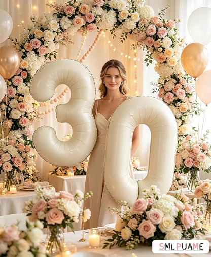 40 Inch Beige Number 3 Balloons - Image 3