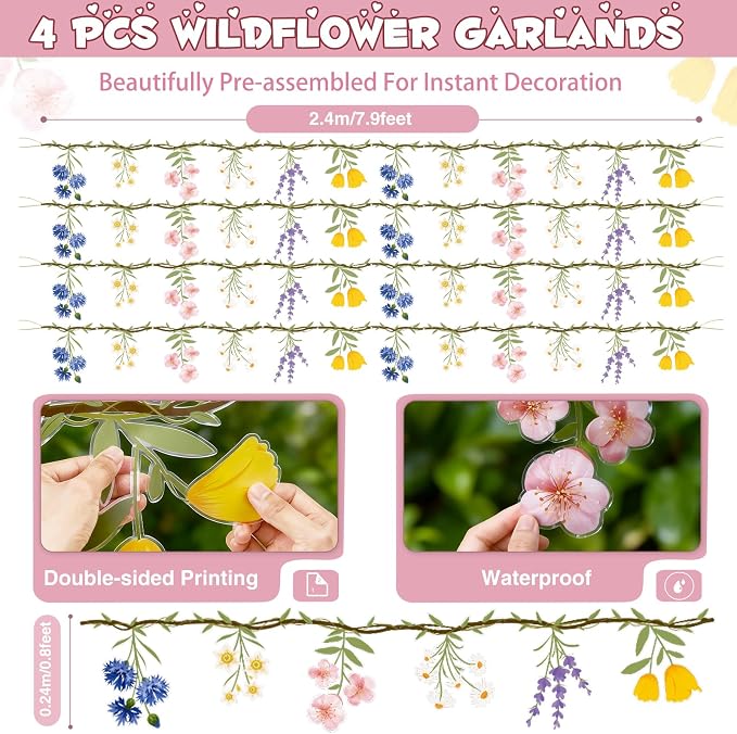 JIAYIQI 4PCS Wildflower Party Decorations - Image 3