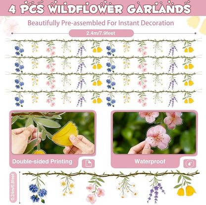 JIAYIQI 4PCS Wildflower Party Decorations - Image 3