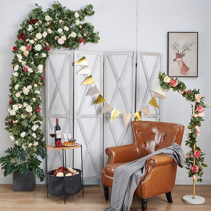Artificial Flower Garland 5.4ft Floral Rose Vine Decor, Hanging Faux Roses - Image 9