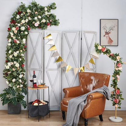 Artificial Flower Garland 5.4ft Floral Rose Vine Decor, Hanging Faux Roses - Image 9