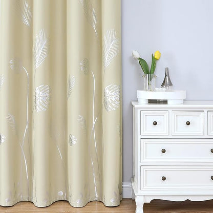Blackout Curtains Silver Palm Tree Curtains Energy Saving Curtains Room - Image 2