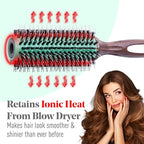 MINT Eco-Friendly Boar Bristle Round Brush for Blow Drying | Durable Blowout Styling for All Hair Types | Ceramic Round Brush with Hand-Crafted Wooden Handle (20 mm)
