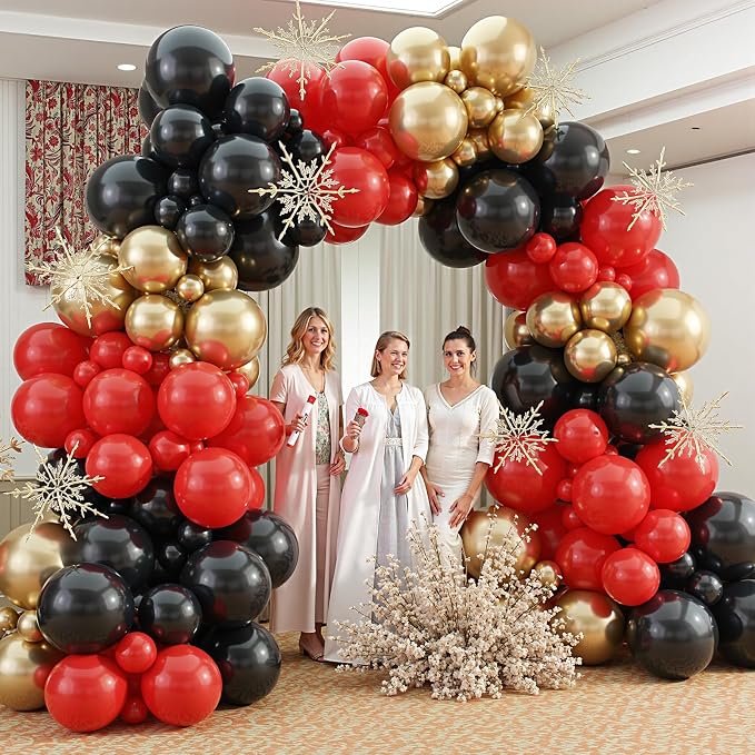 412Pcs Red Black Gold Balloons Arch kit, 18 12 10 5 Inch Different Size Latex - Image 5