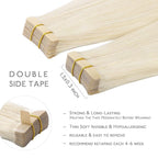 WENNALIFE Tape in Hair Extensions Human Hair, 20pcs 60g 28 inch Platinum Blonde Remy Hair Extensions Straight Human Hair Tape in Extensions Skin Weft Tape Extensions Human Hair