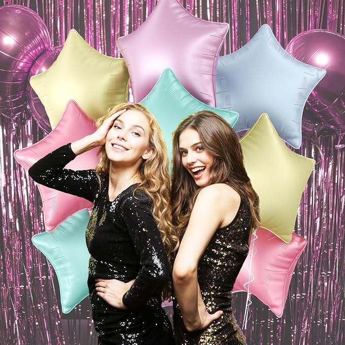 Biapian Pastel Star Foil Balloons, 18 Inch Multicolor Stars Balloons - Image 4