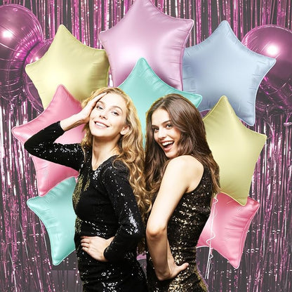 Biapian Pastel Star Foil Balloons, 18 Inch Multicolor Stars Balloons - Image 4