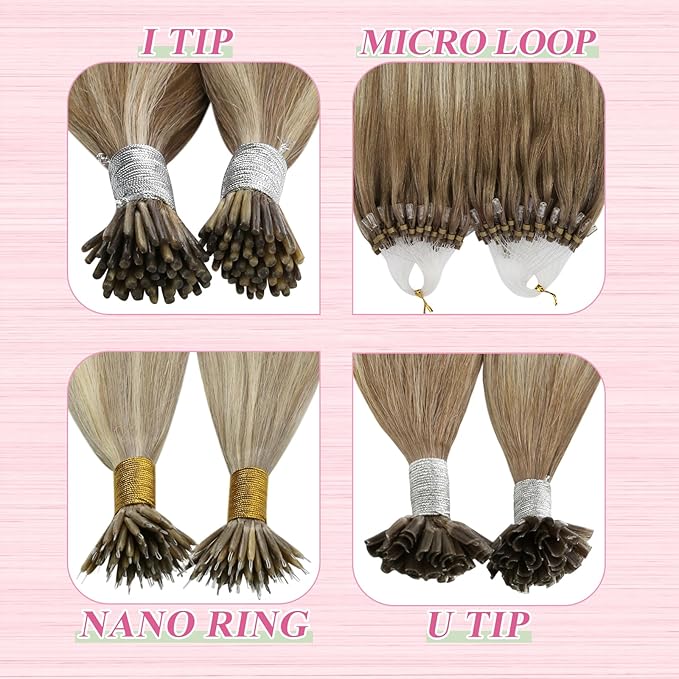 YoungSee U Tip Hair Extensions Real Human Hair Ombre Light Brown and Blonde Utip Real Hair Extension Balayage Human Hair K Tips Extensions for Long Hair Ktips Hair Extension Add Length 1G/S 50G 22In