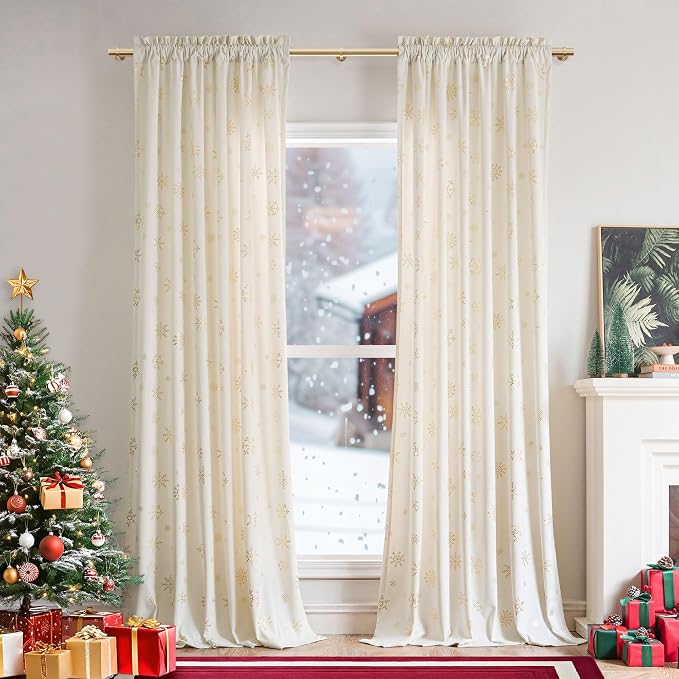 Beauoop Christmas Cream Velvet Curtains - Image 6