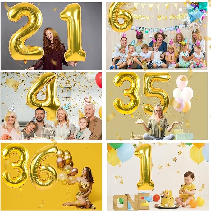 40 inch Gold Number Balloon Giant Foil Helium Balloons Gold Number 8 Balloon - Image 5