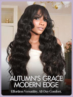 LUVME HAIR 7x6 HD Lace All-Day Comfort Wig with Bangs 200% Density Hair PartingMax Lace Wigs Loose Body Wave Lace Front Wigs Human Hair Pre Cut Plucked Lace Frontal Glueless 20 Inches