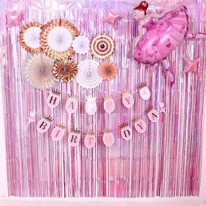 BRAVESHINE Party Streamers Backdrop | Tinsel Foil Fringe Curtains | 1 Purple 1 - Image 8