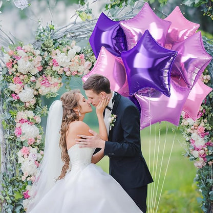 TAOYE Purple Pink Stars Foil Balloons, 18 Inch Lavender Purple Pink Stars - Image 4