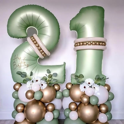 Sage Green 2 Number Balloon, Olive Green 2 Balloons 40 Inch Large Helium Foil - Image 5