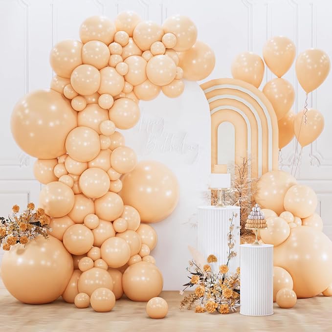 PartyWoo Nude Balloons 152pcs Apricot Boho Fall Color 18 12 10 5 Inch | 18 12 by PartyWoo