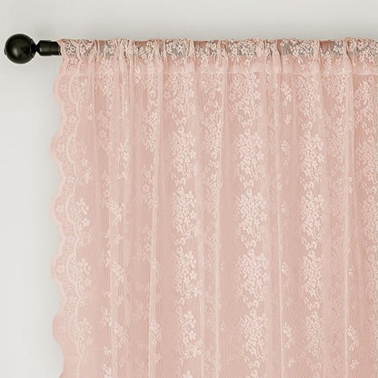 Anmao Vintage Lace Curtains 63 Inches Long 2 Panels Set, Romantic Elegant Light - Image 6
