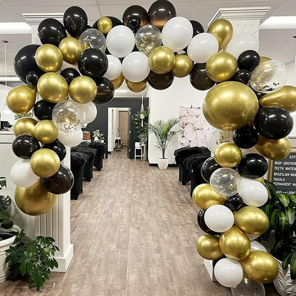 Black Gold Balloons, 60 Packs 12 Inch Black White and Gold Latex Balloons - Image 7