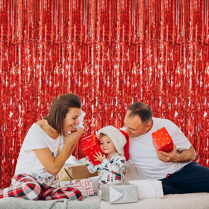 GOER 3.2 ft x 9.8 ft Metallic Tinsel Foil Fringe Curtains, Party Streamer - Image 6